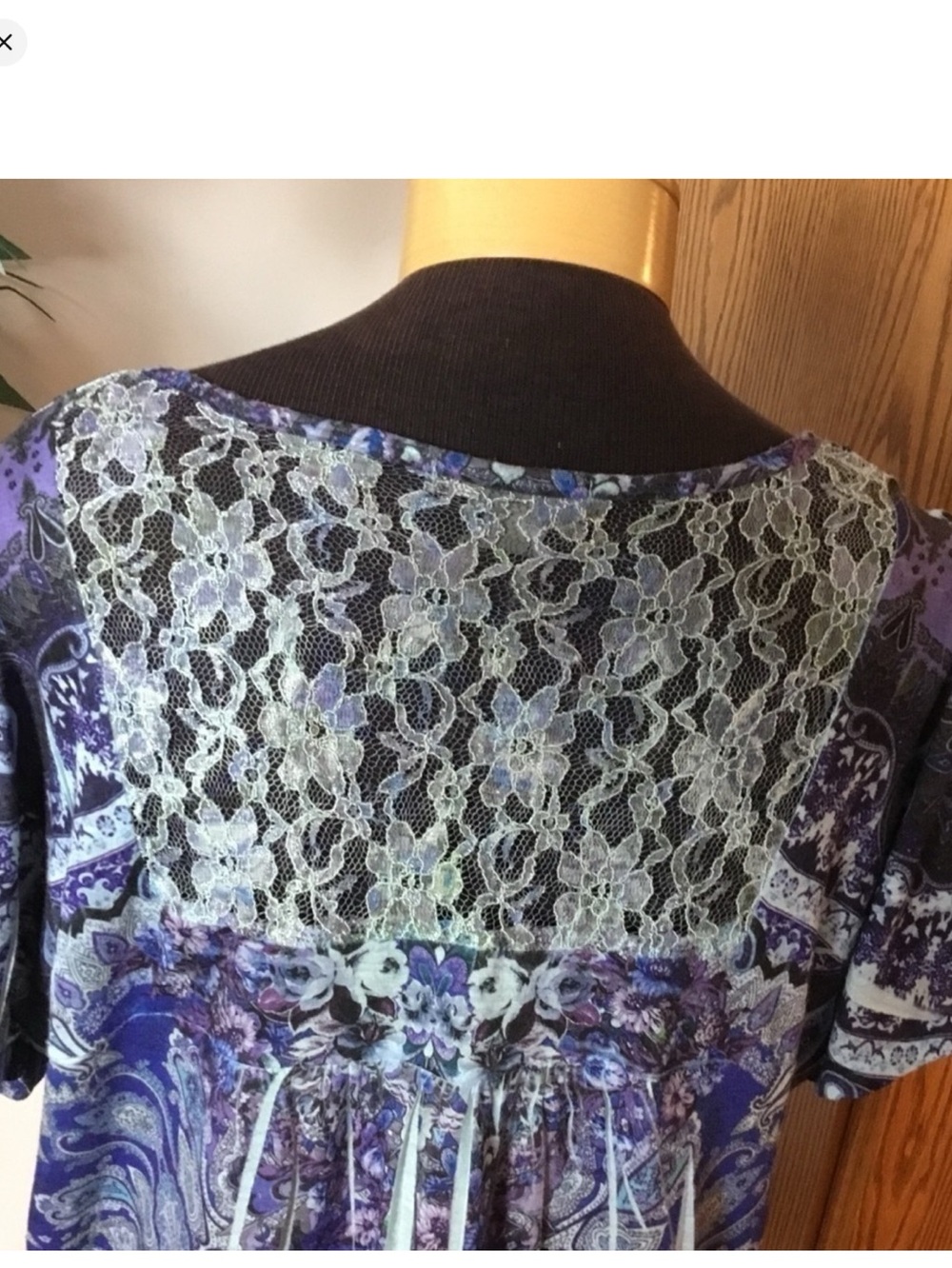 Roz & Ali Women’s 1X Paisley Lace Back Peasant Blouse - Picture 9 of 16
